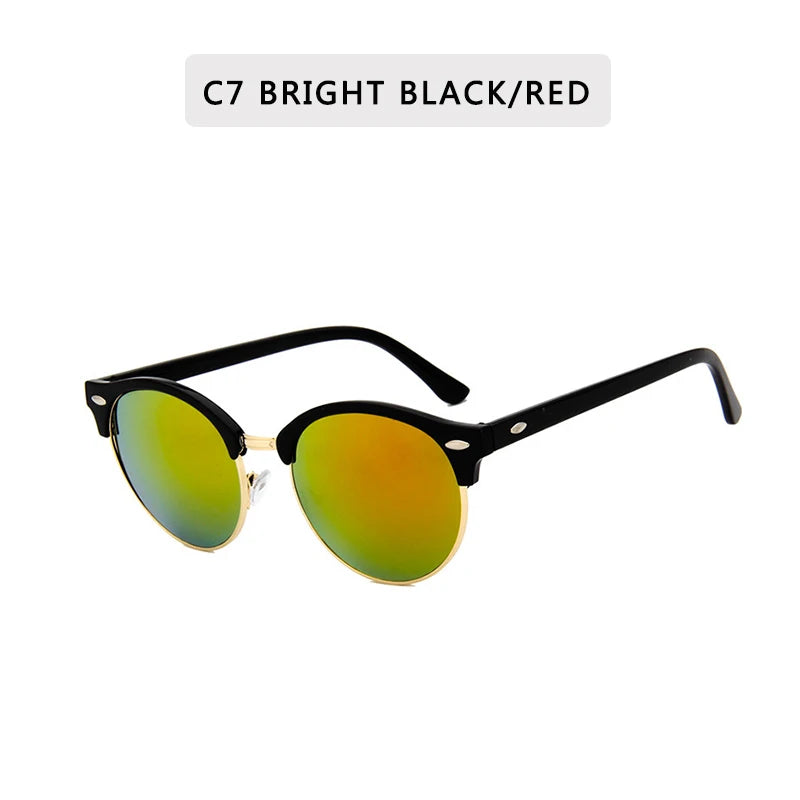 Retro Semi Rimless  Sunglasses Men Women Brand Designer Half Frame Sun Glasses Classic Vintage Oculos De Sol UV400