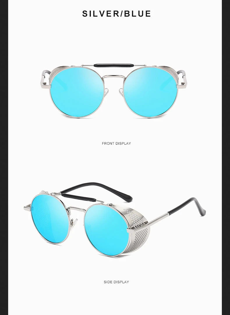 Trendy Retro Steampunk Sunglasses Men Brand Designer Round Steam Punk Alloy Sun Glasses Goggle For Women UV400 Gafas de Sol