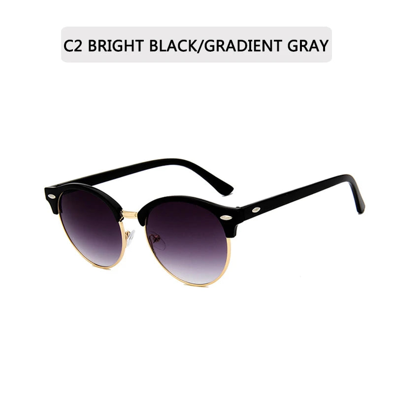 Retro Semi Rimless  Sunglasses Men Women Brand Designer Half Frame Sun Glasses Classic Vintage Oculos De Sol UV400