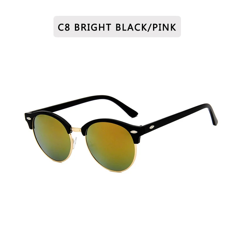 Retro Semi Rimless  Sunglasses Men Women Brand Designer Half Frame Sun Glasses Classic Vintage Oculos De Sol UV400