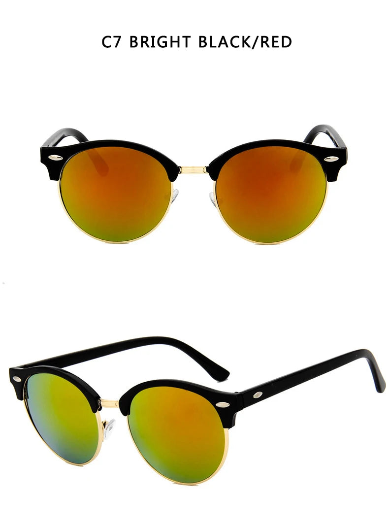 Retro Semi Rimless  Sunglasses Men Women Brand Designer Half Frame Sun Glasses Classic Vintage Oculos De Sol UV400