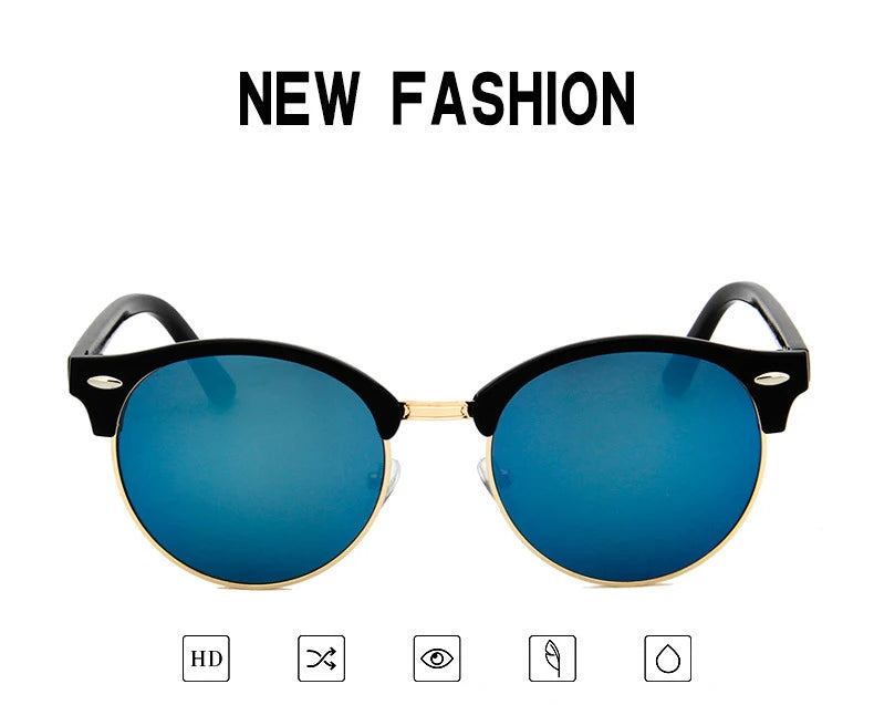 Retro Semi Rimless  Sunglasses Men Women Brand Designer Half Frame Sun Glasses Classic Vintage Oculos De Sol UV400