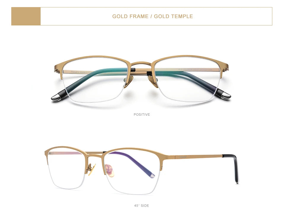 FONEX Pure Titanium Glasses Frame Men Vintage Square Eyewear Women Ultralight Semi-Rimless Half-Rim Japanese Eyeglasses 8502