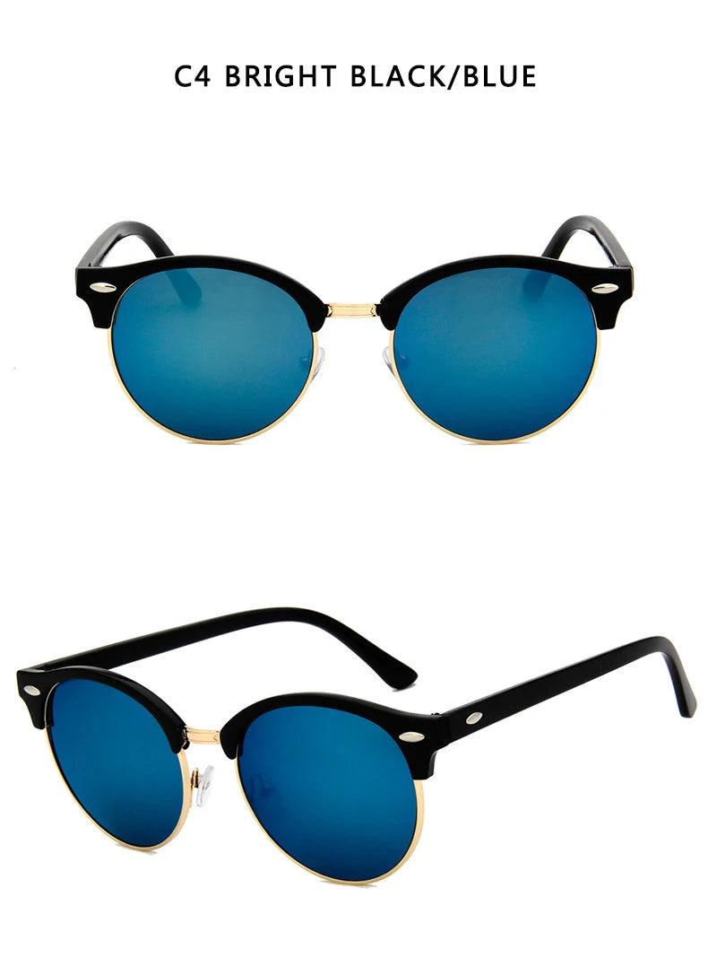 Retro Semi Rimless  Sunglasses Men Women Brand Designer Half Frame Sun Glasses Classic Vintage Oculos De Sol UV400