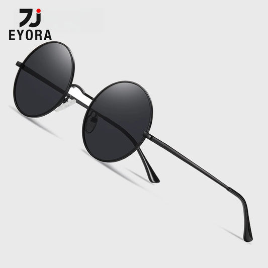EYORA Classic Polarized Round Metal Sunglasses – Vintage, Anti-Blue Ray, UV400.
