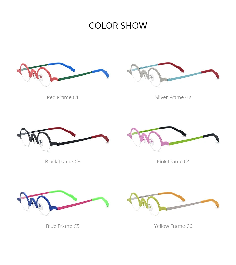 FONEX Pure Titanium Glasses Frame Men Brand Design Retro Vintage Small Round Eyeglasses Women Semi-Rimless Half Eyewear 85810