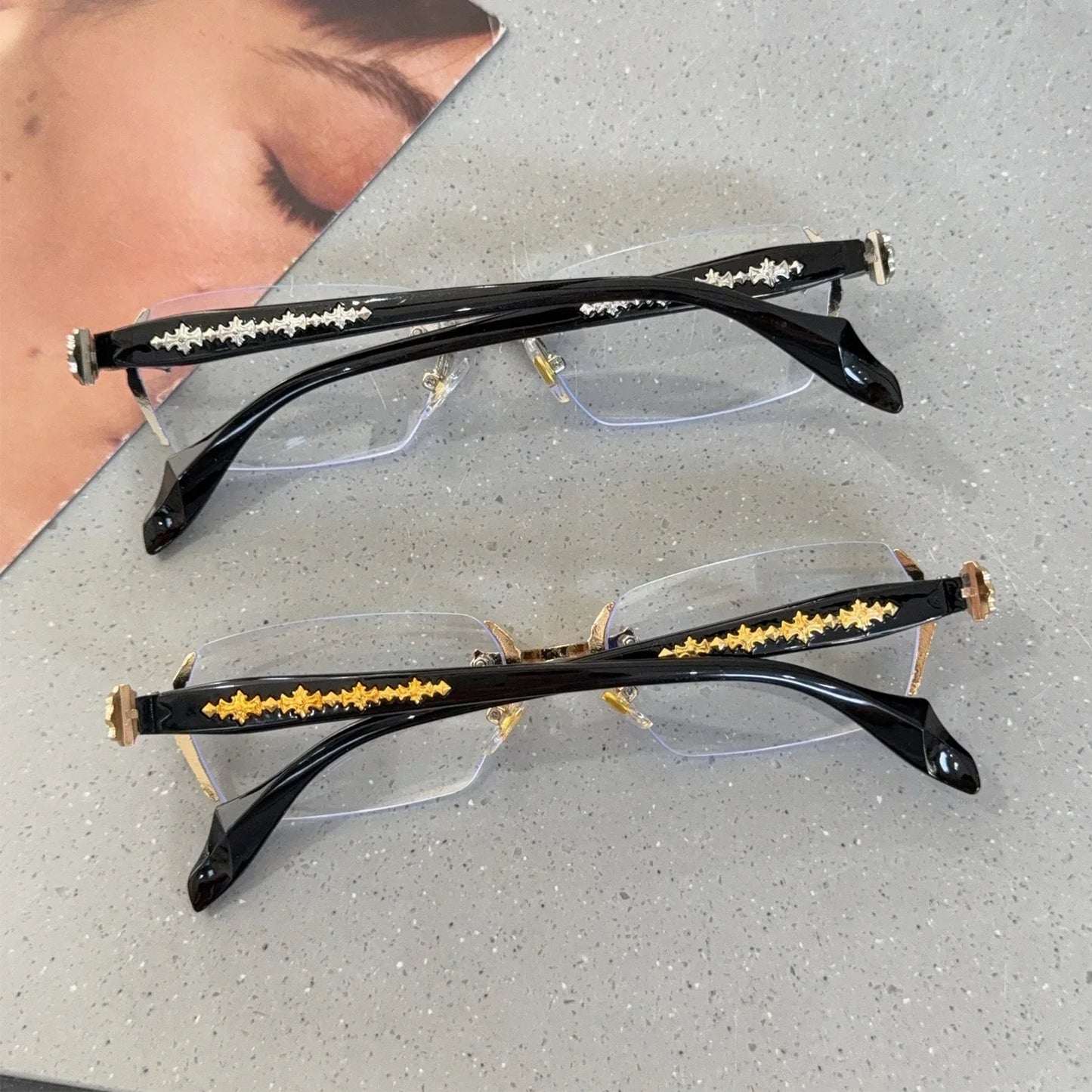 2025 Y2K Women's Retro Square Frame Glasses for Girls Japanese Harajuku Glass Eyewear Rimless Computer Anti-blue Eyeglasses