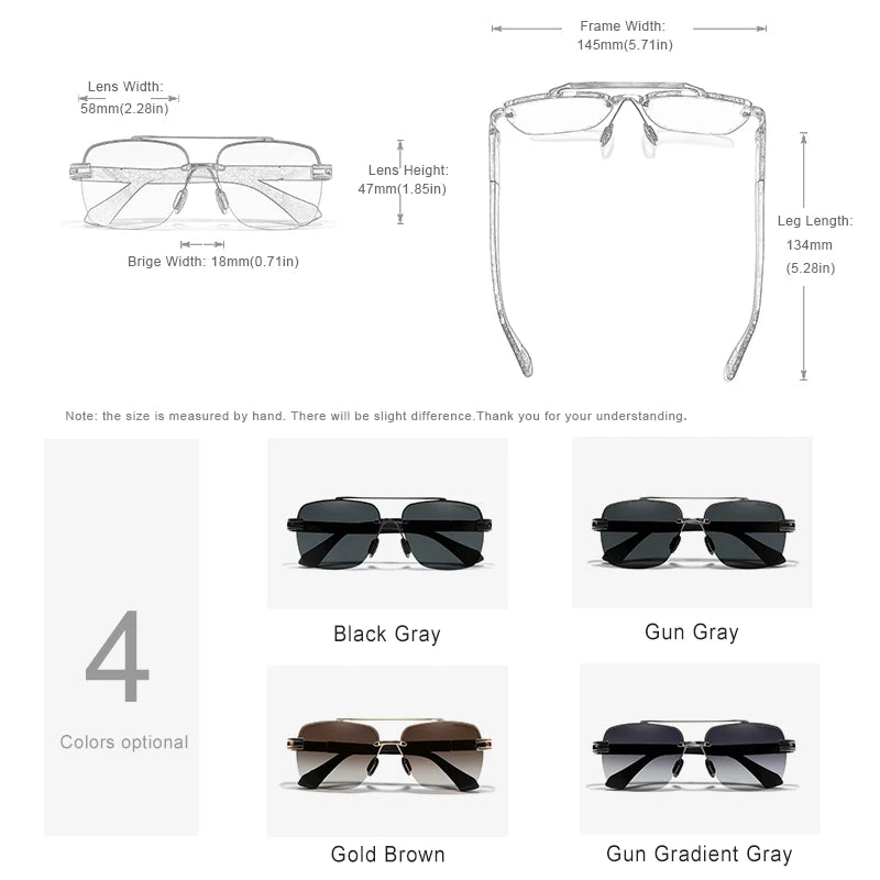 KINGSEVEN New Design Sunglasses For Men Polarized Gradient Women Sun glasses Semi-Rimless Square Half-Frame Retro Eyewear 2023