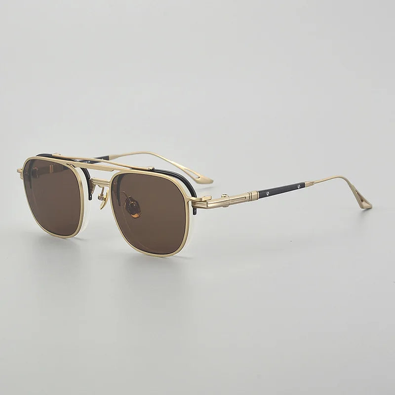 High-end Luxury Pure Titanium Retro Square Semi-Rimless Magnetic Sunglasses UV400 Men Vintage Pilot Aviator Eyeglasses Eyewear