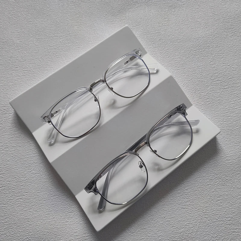 2 Pairs Per Set Men Women Fashion Anti-blue Light Eyewear Vintage Semi Rimless Square Office Computer Female Glasses Accessory