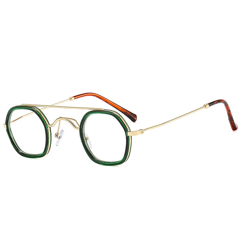 SO&EI Retro Double Bridges Polygon Square Sunglasses Women Fashion Clear Ocean Gradient Lens Shades UV400 Men Punk Sun Glasses