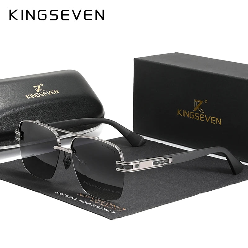 KINGSEVEN New Design Sunglasses For Men Polarized Gradient Women Sun glasses Semi-Rimless Square Half-Frame Retro Eyewear 2023