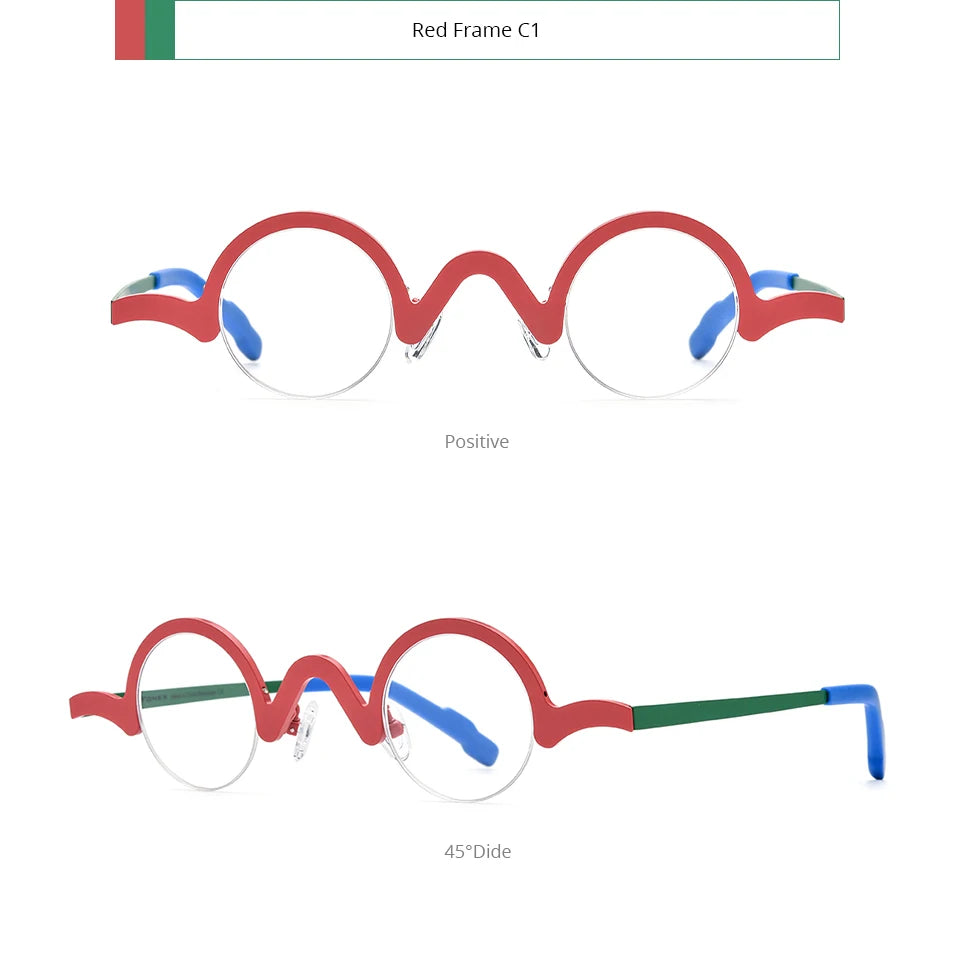 FONEX Pure Titanium Glasses Frame Men Brand Design Retro Vintage Small Round Eyeglasses Women Semi-Rimless Half Eyewear 85810