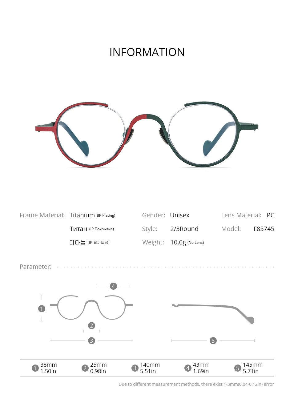 FONEX Pure Titanium Glasses Frame Men Brand Design Retro Vintage Small Round Eyeglasses Women Semi-Rimless Half Eyewear 85810