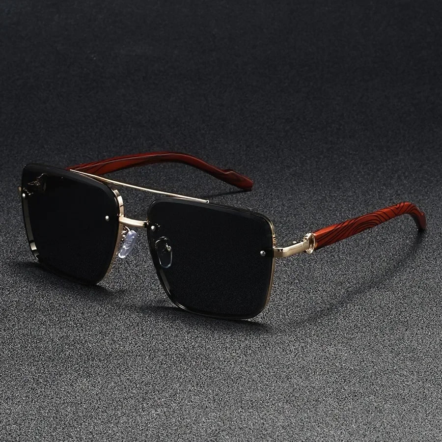Fashion Retro Square Metal Shades Women's Original Brand Design Driving Sunglasses New Double Bridge Pilot Sun Glasses
