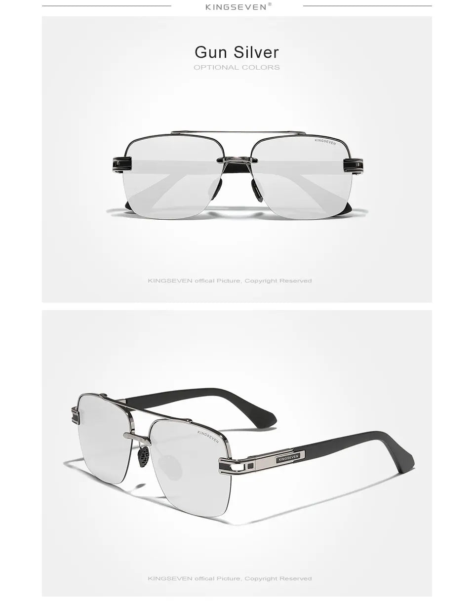 KINGSEVEN New Design Sunglasses For Men Polarized Gradient Women Sun glasses Semi-Rimless Square Half-Frame Retro Eyewear 2023