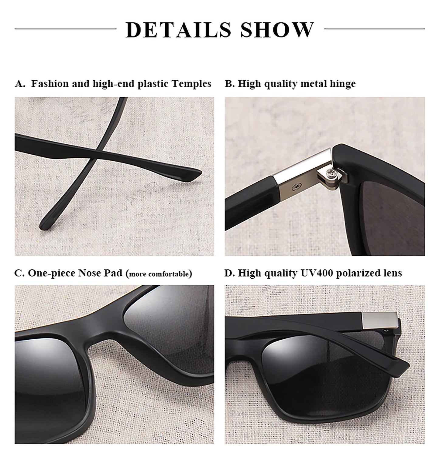 Fashion Square Vintage Polarized Sunglasses Men Women Retro Driving Fishing Sun Glasses UV400 Eyewear