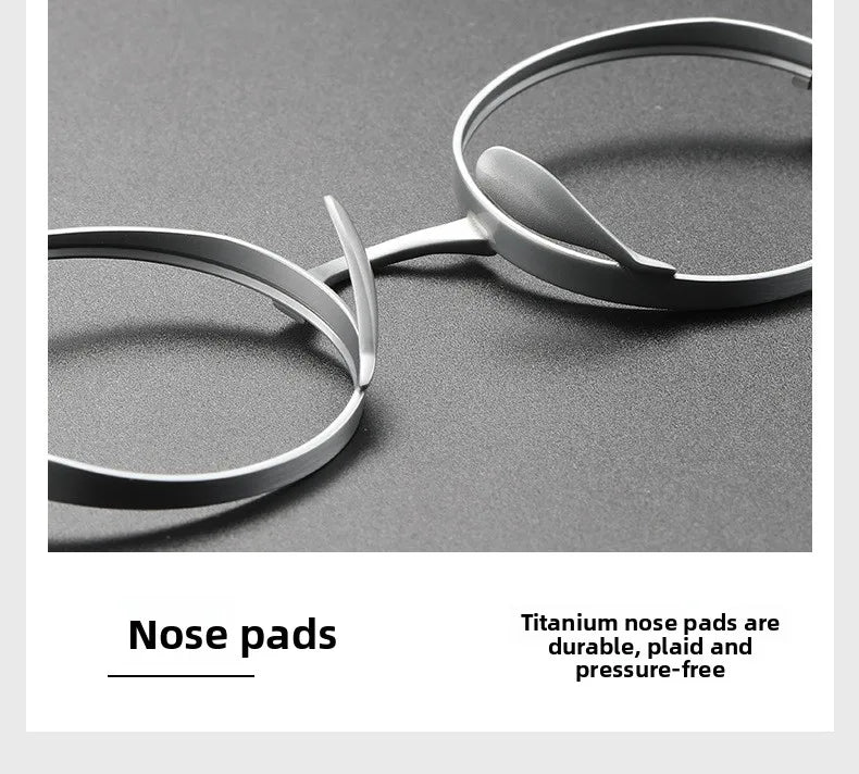 Japanese Minimalist Glasses, Featherlight Semi-Titanium Round Frame with Blue Light Filtering, Retro Full Rim Design