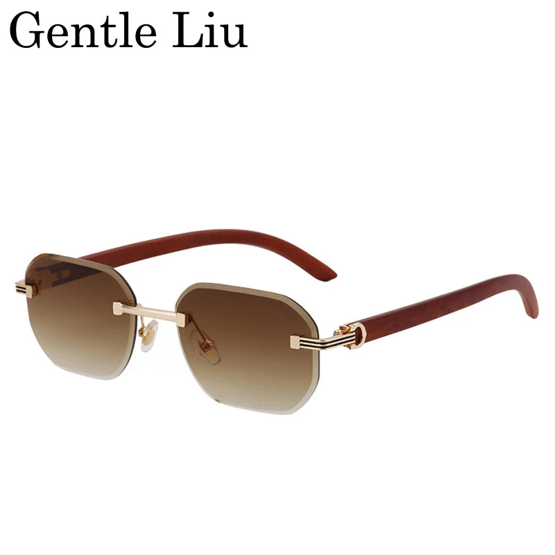 Vintage Square Rimless Sunglasses Men 2025 Luxury Brand Trendy Frameless Punk UV400 Eyewear Anti Blue Light Prescription Glasses