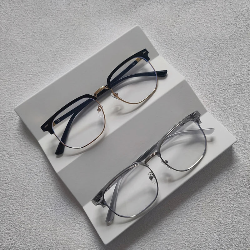 2 Pairs Per Set Men Women Fashion Anti-blue Light Eyewear Vintage Semi Rimless Square Office Computer Female Glasses Accessory