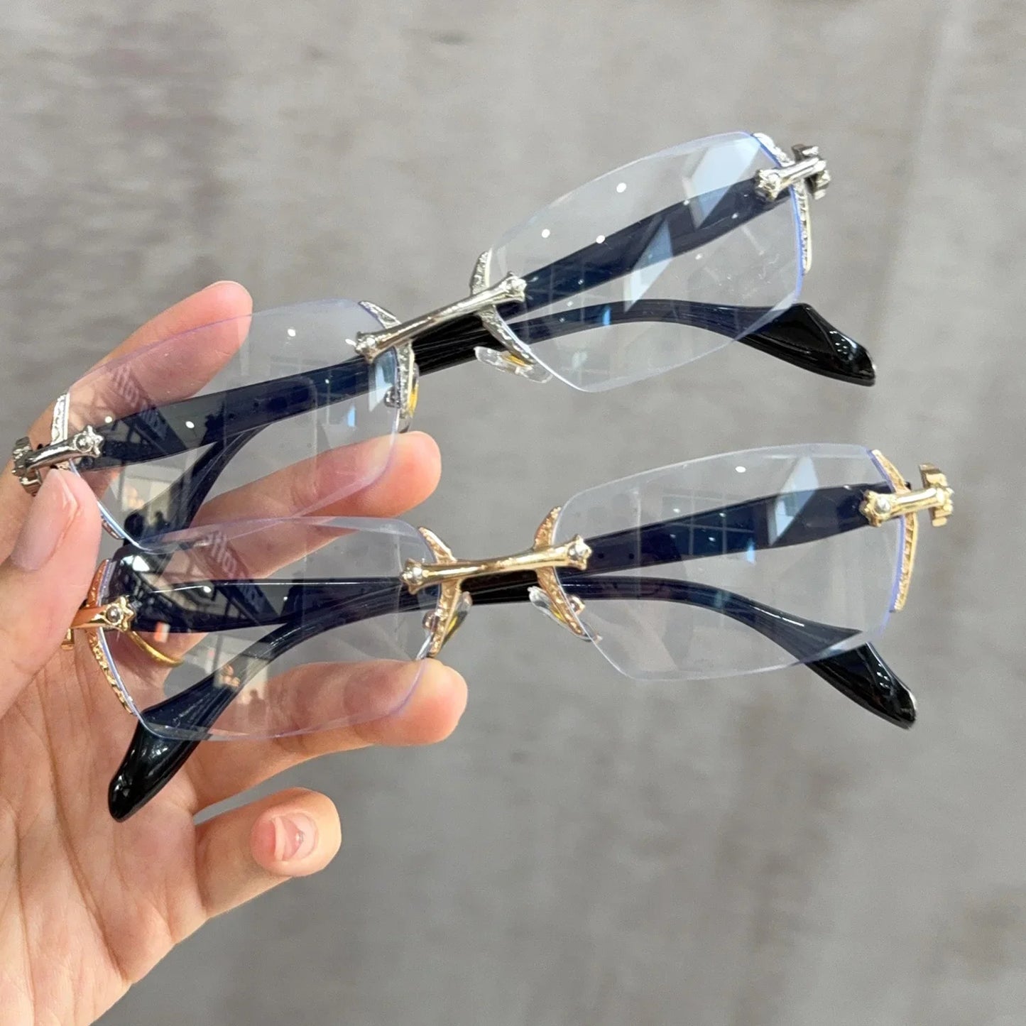 2025 Y2K Women's Retro Square Frame Glasses for Girls Japanese Harajuku Glass Eyewear Rimless Computer Anti-blue Eyeglasses