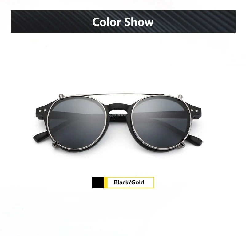 ZENOTTIC-Steampunk Style Clip On Sunglasses for Men Women Anti Blue Light Glasses+Polarized Clip Fashion/Retro Computer Eyewear