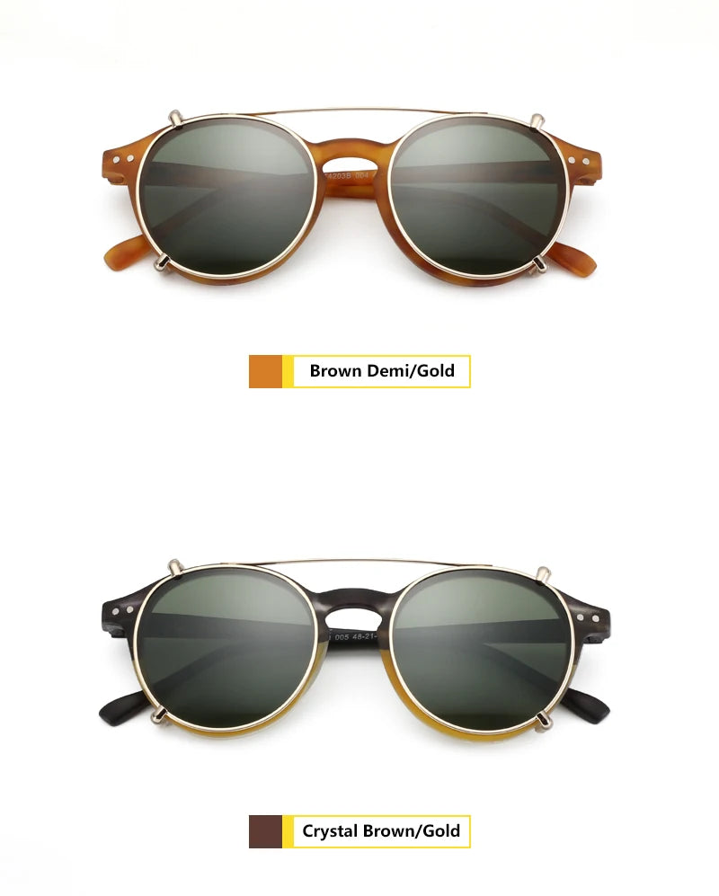 ZENOTTIC-Steampunk Style Clip On Sunglasses for Men Women Anti Blue Light Glasses+Polarized Clip Fashion/Retro Computer Eyewear