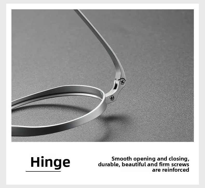 Japanese Minimalist Glasses, Featherlight Semi-Titanium Round Frame with Blue Light Filtering, Retro Full Rim Design