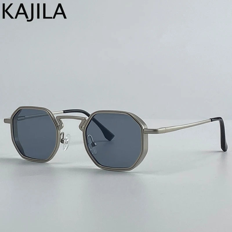 Small Frame Hexason Steampunk Sunglasses Men 2025 Luxury Brand Vintage Punk Eyewear Classic Polygon Metal Sun Glasses Male UV400