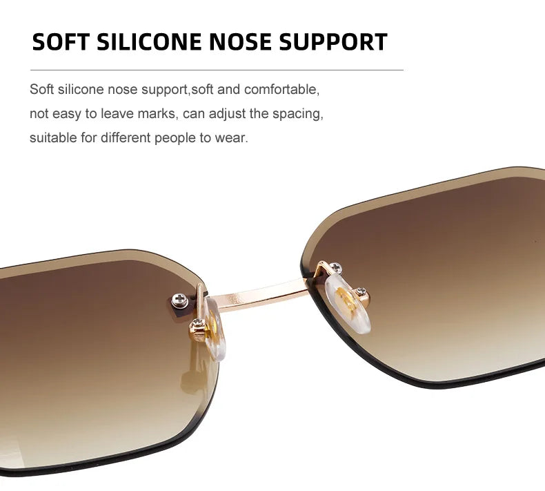 Vintage Square Rimless Sunglasses Men 2025 Luxury Brand Trendy Frameless Punk UV400 Eyewear Anti Blue Light Prescription Glasses