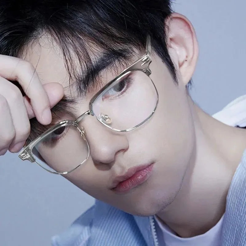 2 Pairs Per Set Men Women Fashion Anti-blue Light Eyewear Vintage Semi Rimless Square Office Computer Female Glasses Accessory