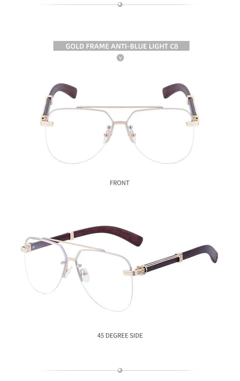 Vintage Square Rimless Sunglasses Men 2025 Luxury Brand Trendy Frameless Punk UV400 Eyewear Anti Blue Light Prescription Glasses