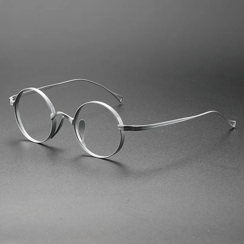 Japanese Minimalist Glasses, Featherlight Semi-Titanium Round Frame with Blue Light Filtering, Retro Full Rim Design