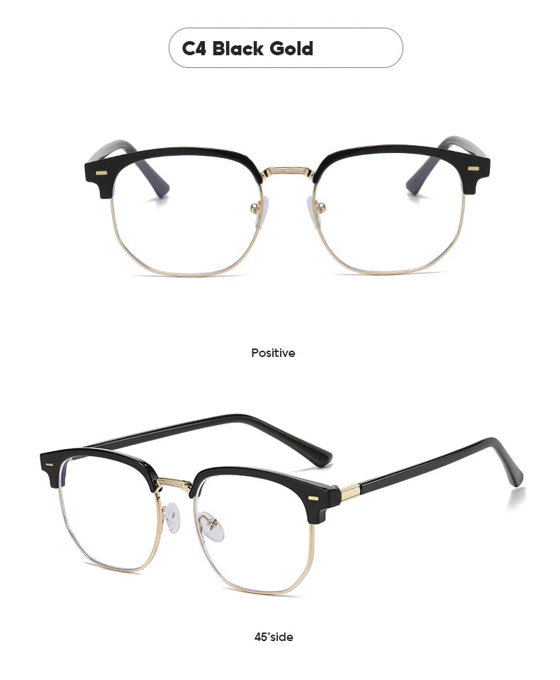 2 Pairs Per Set Men Women Fashion Anti-blue Light Eyewear Vintage Semi Rimless Square Office Computer Female Glasses Accessory