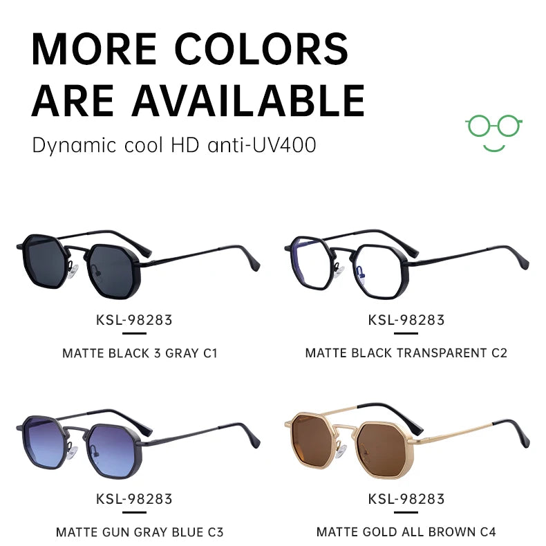 Small Frame Hexason Steampunk Sunglasses Men 2025 Luxury Brand Vintage Punk Eyewear Classic Polygon Metal Sun Glasses Male UV400