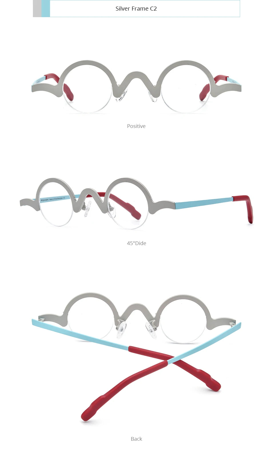 FONEX Pure Titanium Glasses Frame Men Brand Design Retro Vintage Small Round Eyeglasses Women Semi-Rimless Half Eyewear 85810