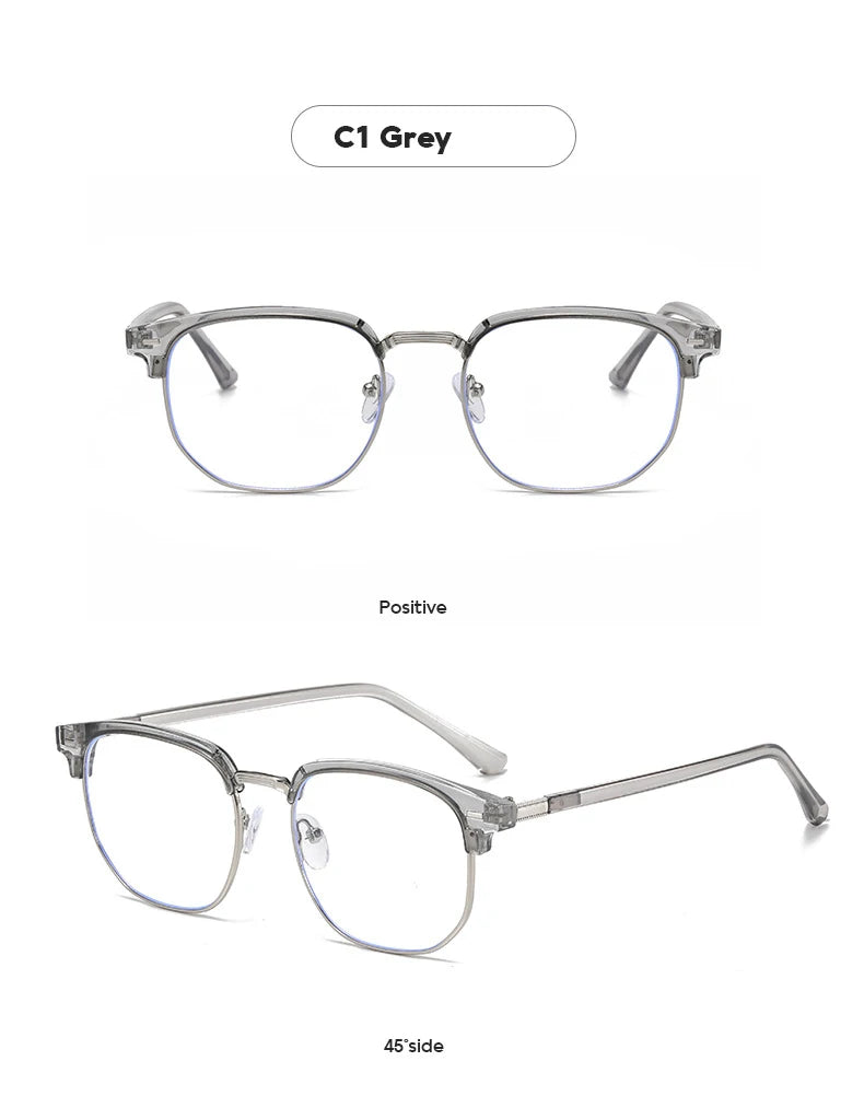 2 Pairs Per Set Men Women Fashion Anti-blue Light Eyewear Vintage Semi Rimless Square Office Computer Female Glasses Accessory
