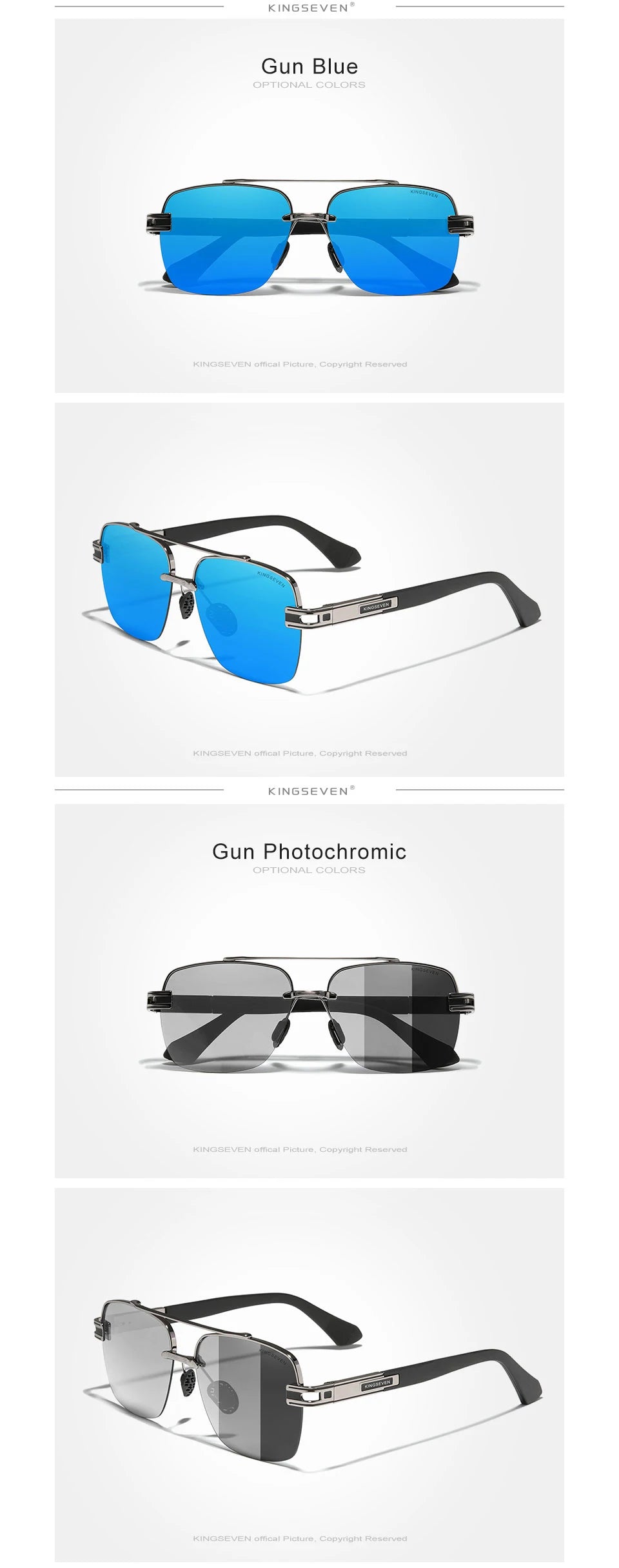 KINGSEVEN New Design Sunglasses For Men Polarized Gradient Women Sun glasses Semi-Rimless Square Half-Frame Retro Eyewear 2023