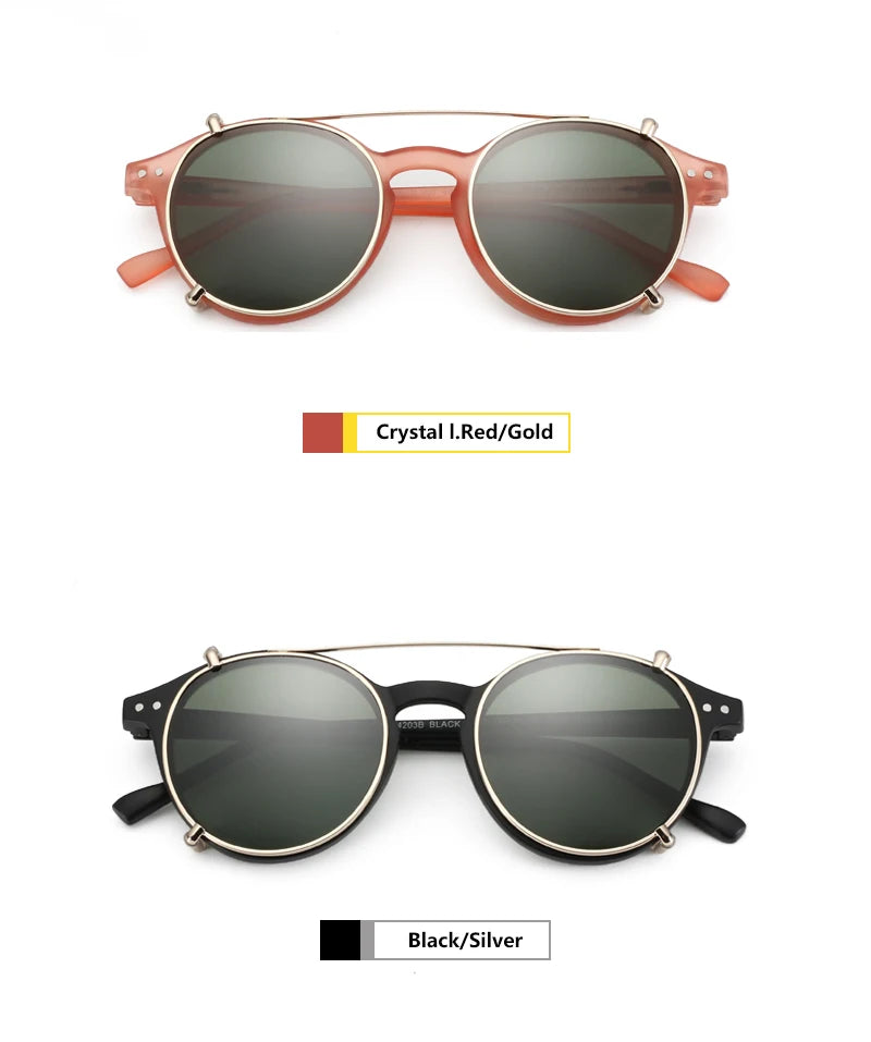 ZENOTTIC-Steampunk Style Clip On Sunglasses for Men Women Anti Blue Light Glasses+Polarized Clip Fashion/Retro Computer Eyewear