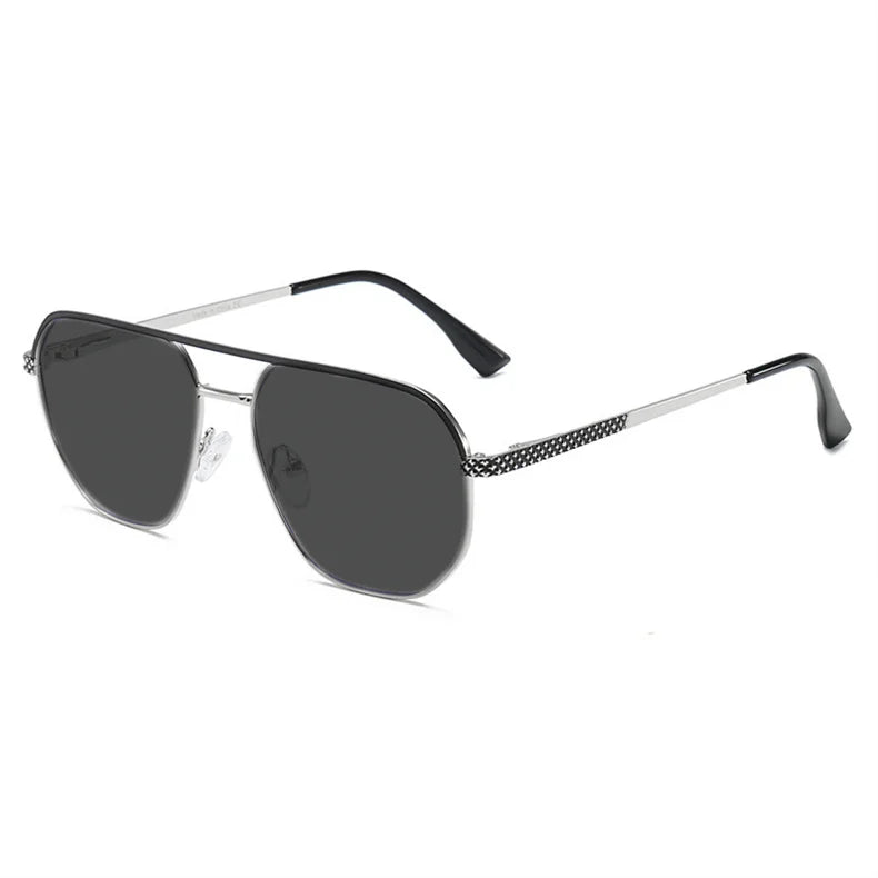 LOERHUNAR 2025 New Men's Polygonal Double Beam Big Frame Optical Myopia Sunglasses Anti UV400 Retro Fashion Driving Sunglasses