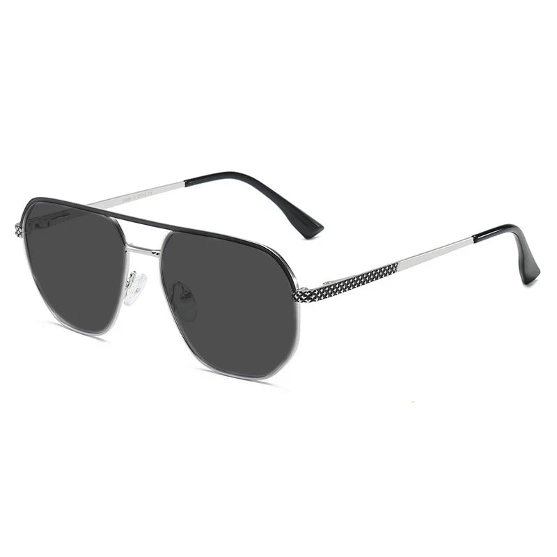 LOERHUNAR 2025 New Men's Polygonal Double Beam Big Frame Optical Myopia Sunglasses Anti UV400 Retro Fashion Driving Sunglasses