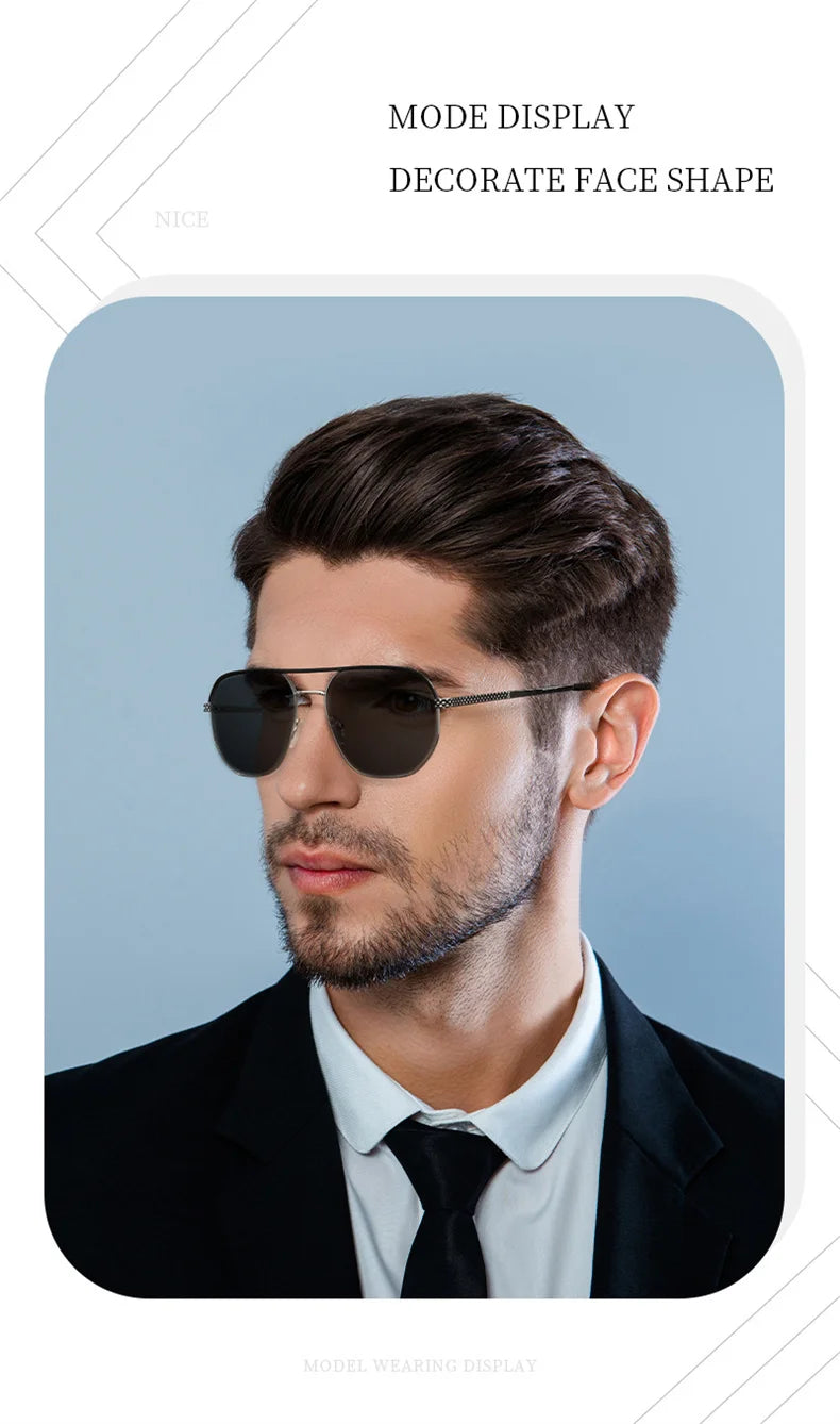 LOERHUNAR 2025 New Men's Polygonal Double Beam Big Frame Optical Myopia Sunglasses Anti UV400 Retro Fashion Driving Sunglasses