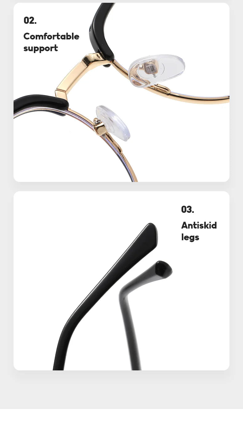 2 Pairs Per Set Men Women Fashion Anti-blue Light Eyewear Vintage Semi Rimless Square Office Computer Female Glasses Accessory