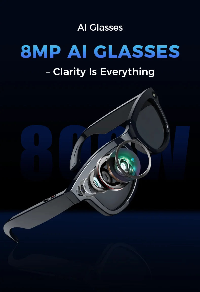 M01 Pro Smart Glasses With Camera 8 Million Pixels Photo Video Recording Supports AI translation Object Recognition With ChatGPT