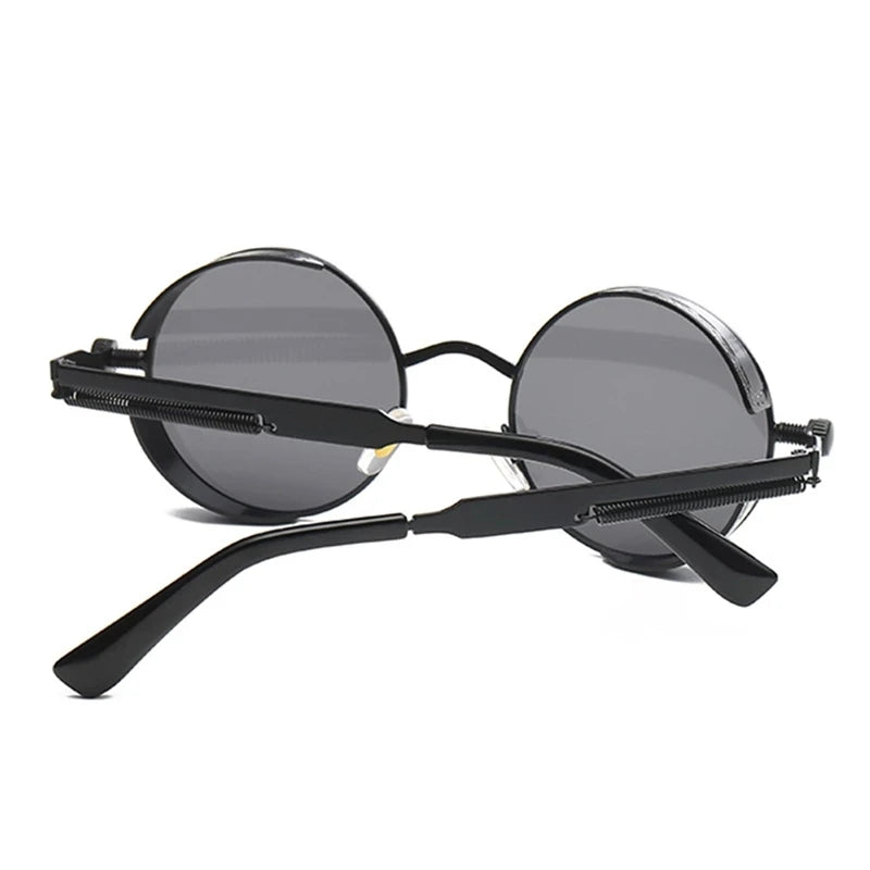 Retro Steampunk Round Metal Sunglasses – Unisex UV400.