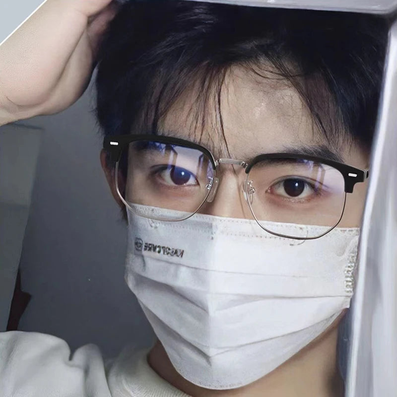 2 Pairs Per Set Men Women Fashion Anti-blue Light Eyewear Vintage Semi Rimless Square Office Computer Female Glasses Accessory