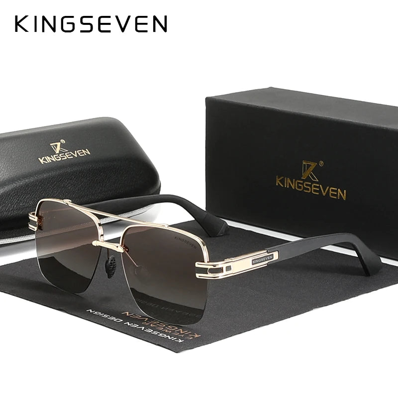 KINGSEVEN New Design Sunglasses For Men Polarized Gradient Women Sun glasses Semi-Rimless Square Half-Frame Retro Eyewear 2023