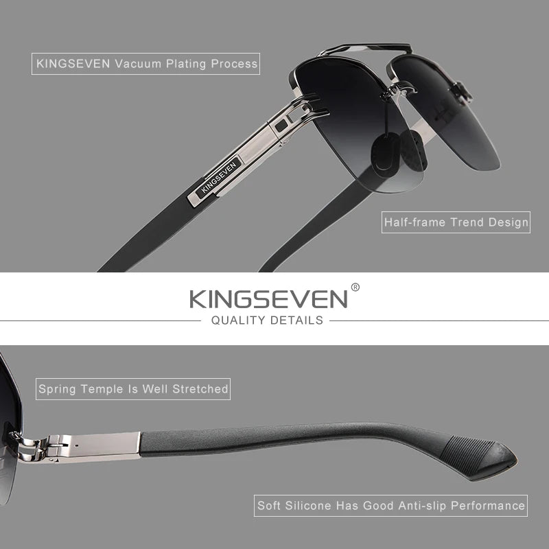 KINGSEVEN New Design Sunglasses For Men Polarized Gradient Women Sun glasses Semi-Rimless Square Half-Frame Retro Eyewear 2023