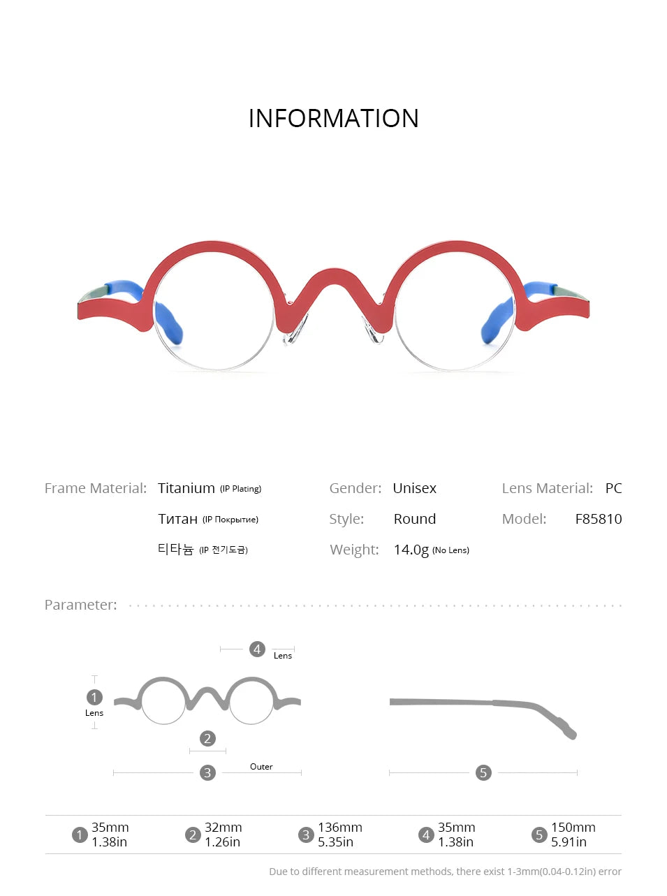 FONEX Pure Titanium Glasses Frame Men Brand Design Retro Vintage Small Round Eyeglasses Women Semi-Rimless Half Eyewear 85810