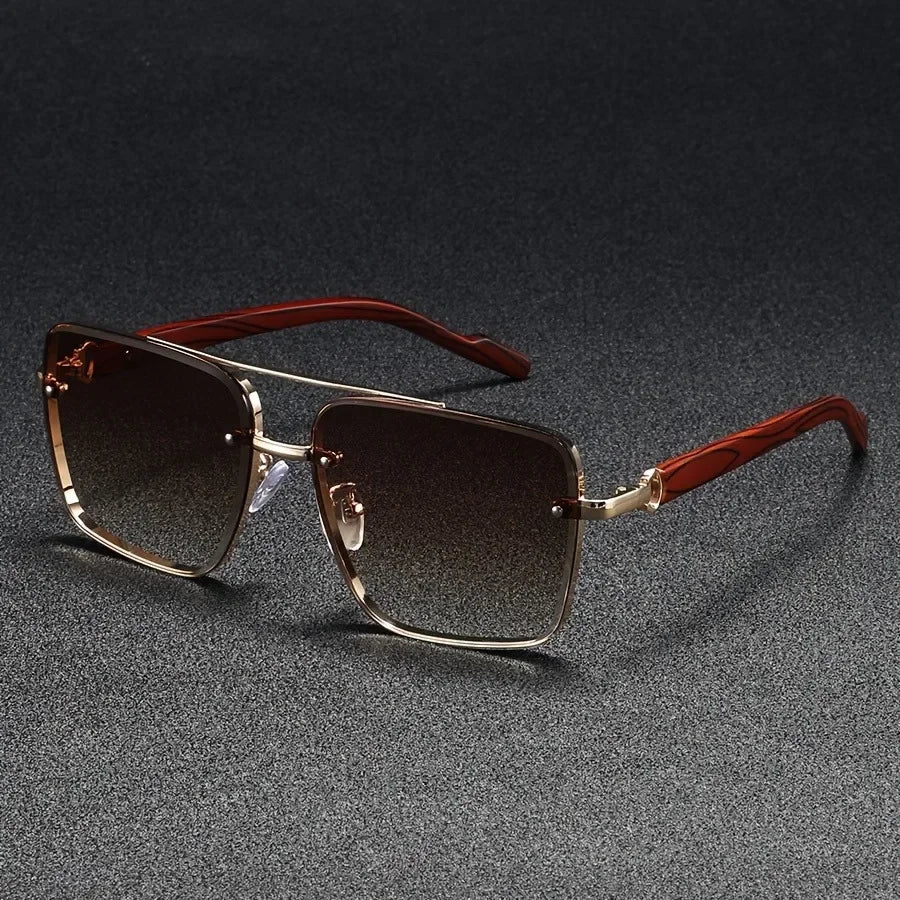 Fashion Retro Square Metal Shades Women's Original Brand Design Driving Sunglasses New Double Bridge Pilot Sun Glasses